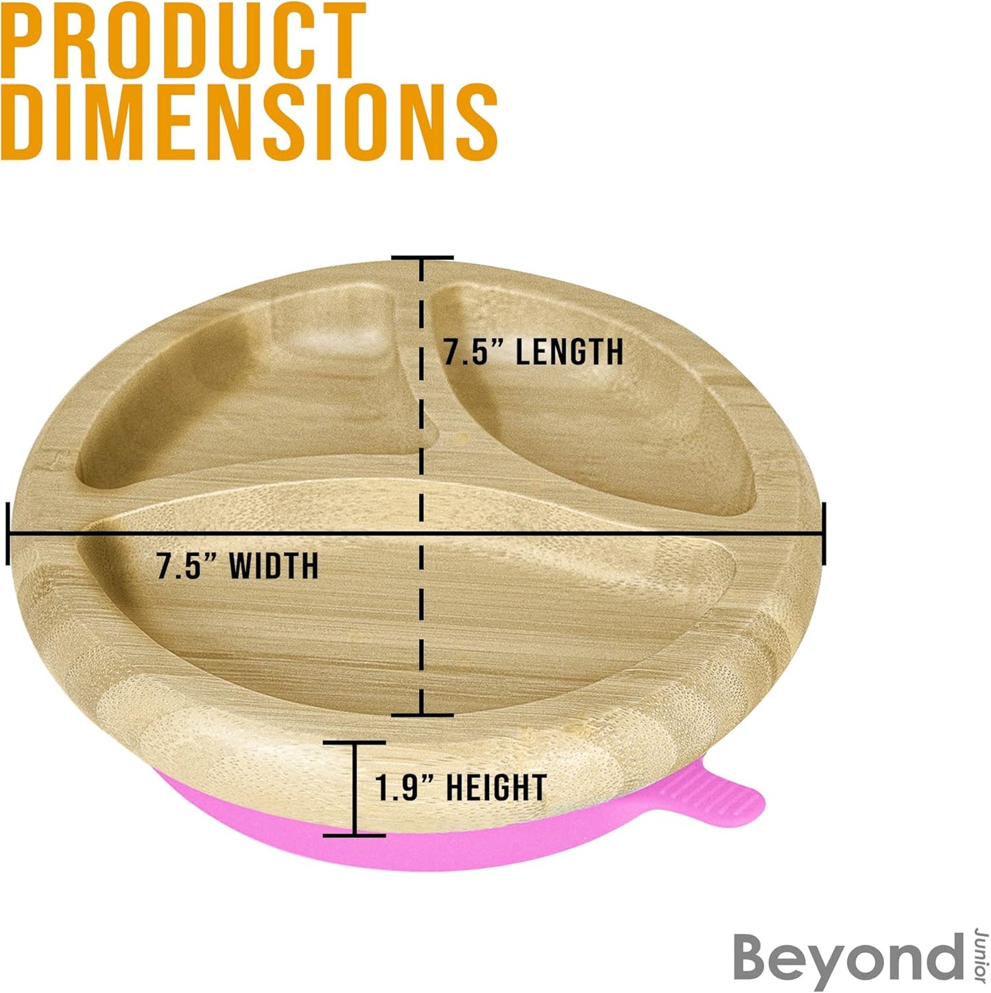Abiie Octopod Bamboo Dish - Kids Plates for 4 months and up, 3-Compartment Baby Plates with Suction, Round Bamboo Baby Plate, Mess-Free Toddler Suction Plates, Baby Feeding Supplies, 7.5 x 7.5 x 1.9in