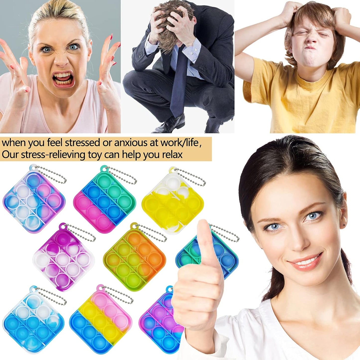 120 Pcs Mini Pop Bubble Fidget Toys for Party Favors, Small Silicone Pop Keychain Bulk for ClassroomC Prizes,Goodie Bag Stuffers Christmas Valentine Gifts for Kid Student