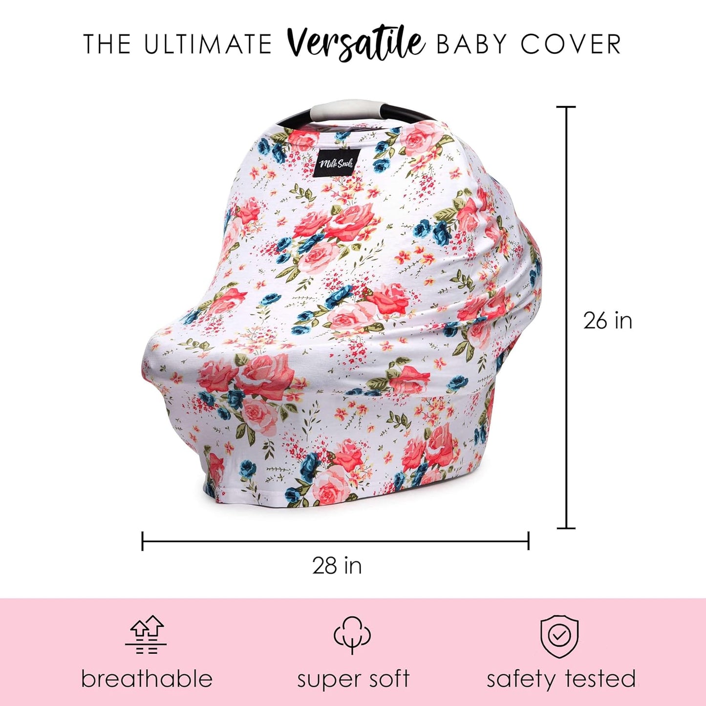 Milk Snob Original 5-in-1 Cover - Added Privacy for Breastfeeding, Baby Car Seat, Carrier, Stroller, High Chair, Shopping Cart, Lounger Canopy - Newborn Essentials, Nursing Top, French Floral