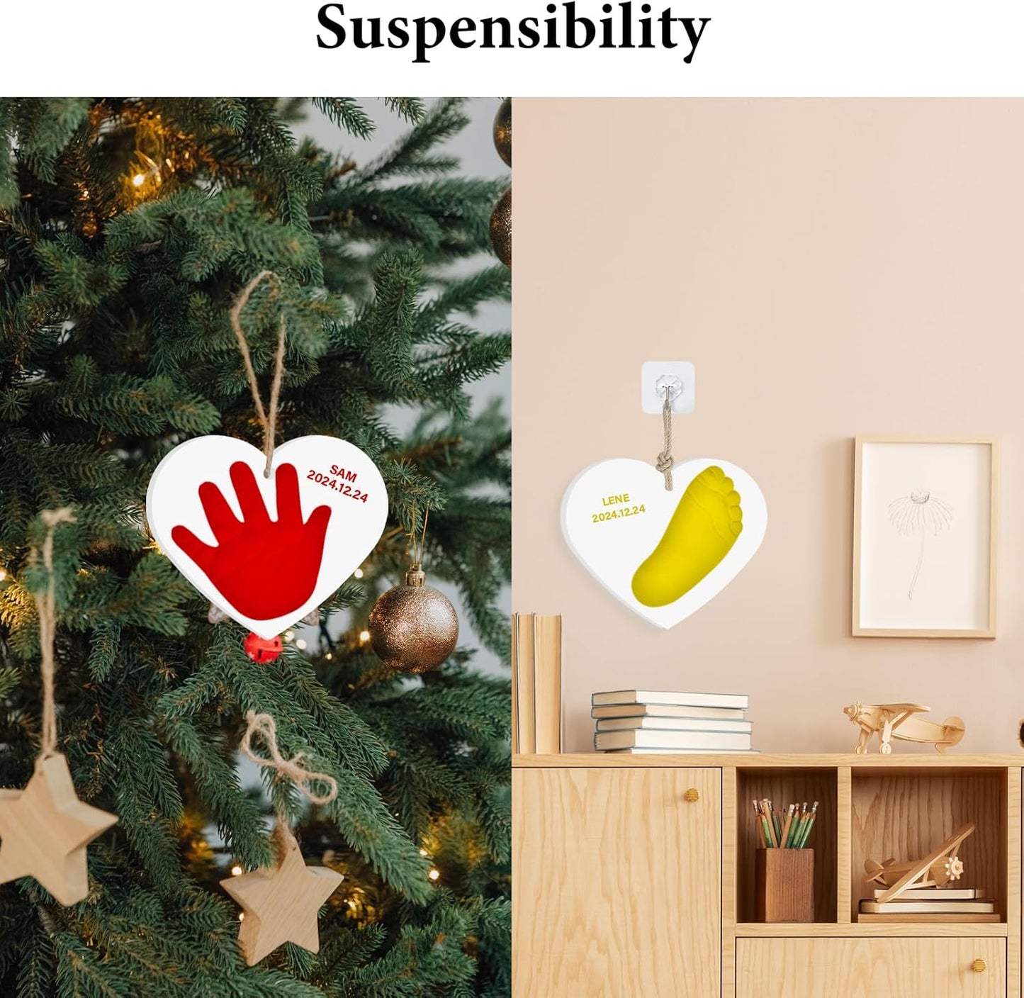 Baby Hand & Footprint Keepsake Kit - Personalized Handprint Footprint Ornament for Newborn Babies, New Mom Gifts, Baby Shower & Registry, Nursery Picture Frame, Pet Paw Print Ornament