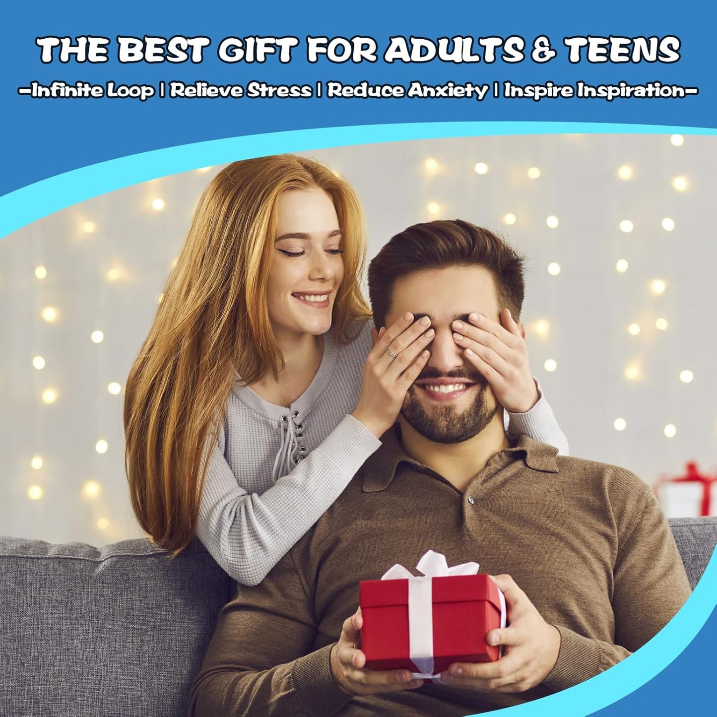 8Pcs Fidget Toys Adults Teens ADHD Autism Toys Adults Office Cool Gadgets Desk Toys Fidgets for Classroom with Magnetic Rings Spinner Christmas Stocking Stuffer Gifts for Men