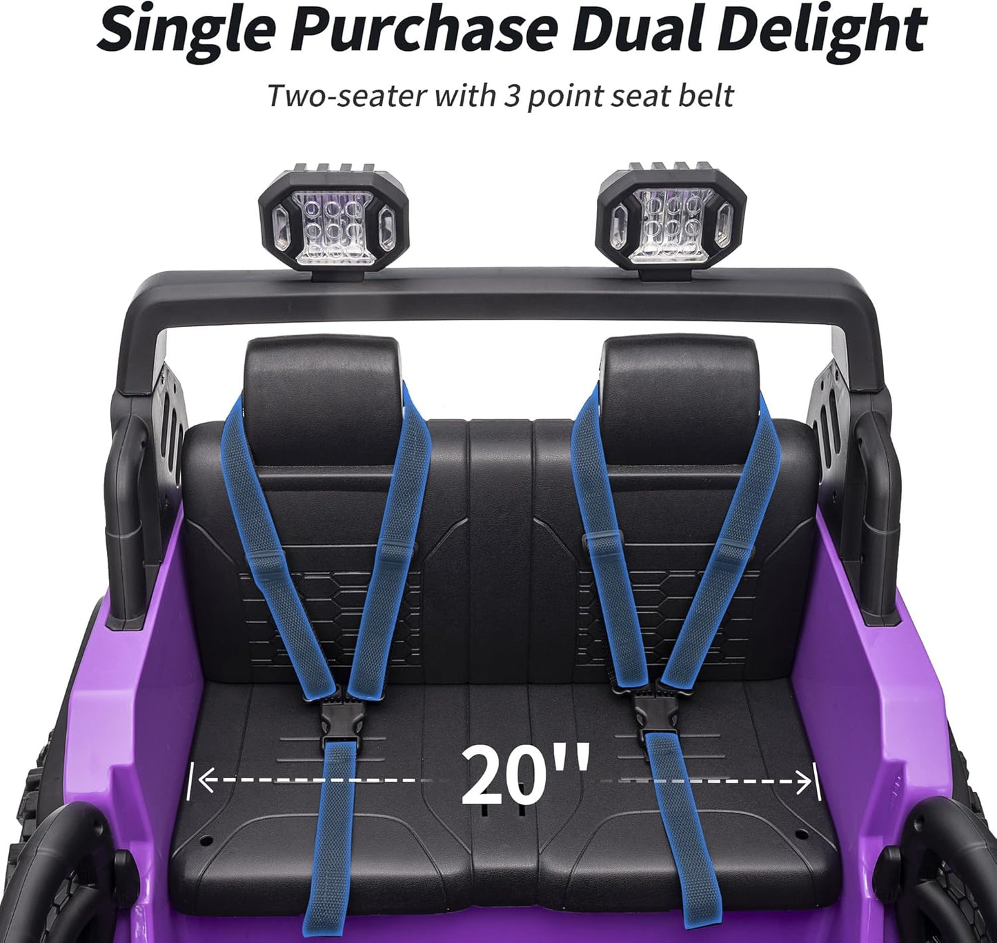 2 Seater Ride on Toy Car for Kids, 24V 4x4 Ride-on Truck Kids Electric Car w/Remote Control, 4x200W Motors - Purple