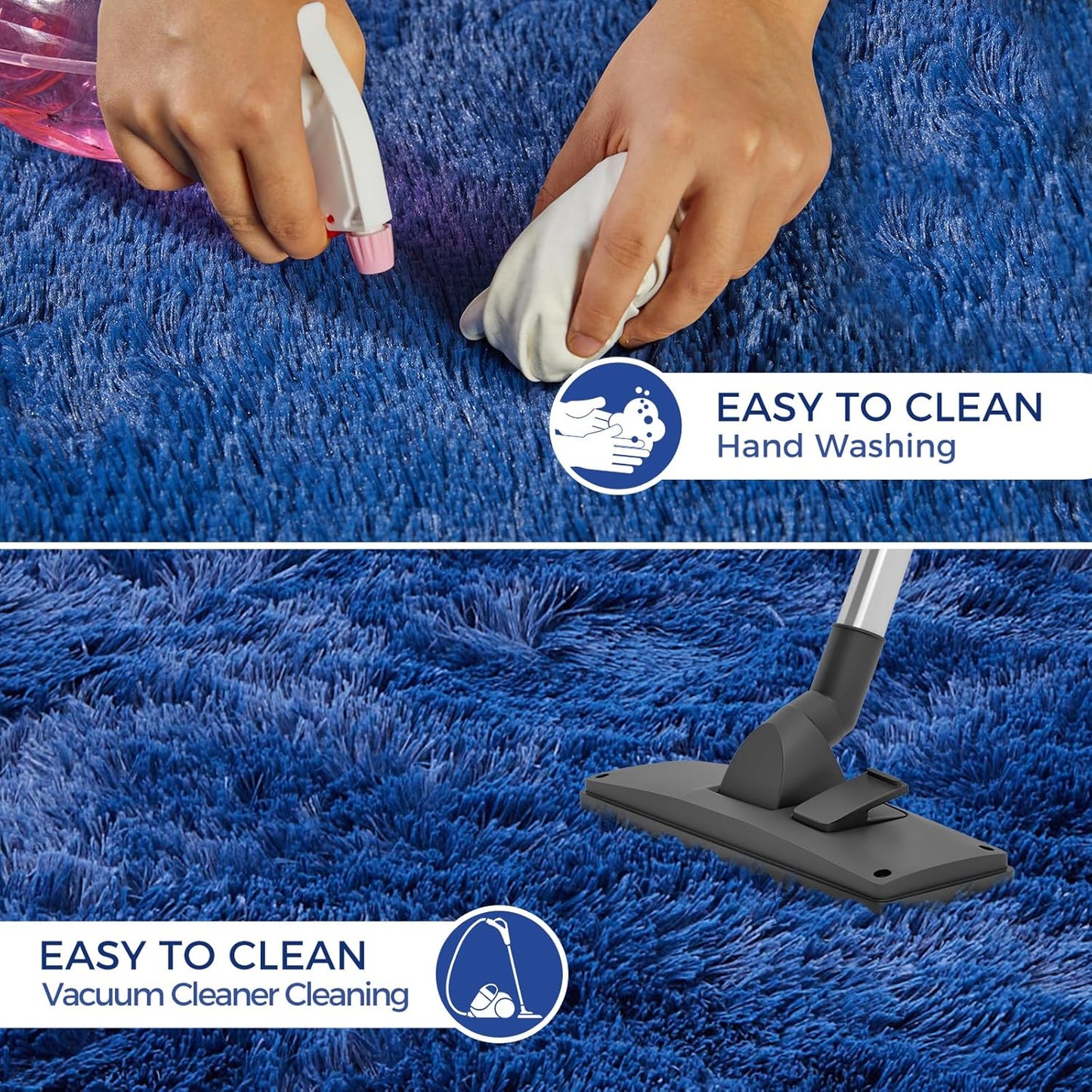 Ultra Soft Rug for Living Room, 9X12 Fluffy Shag Area Rug for Bedroom, Modern Shaggy Carpets Fuzzy Rug for Teens Dorm Nursery Home Decor Aesthetic, Upgrade Anti-Skid Durable, Blue