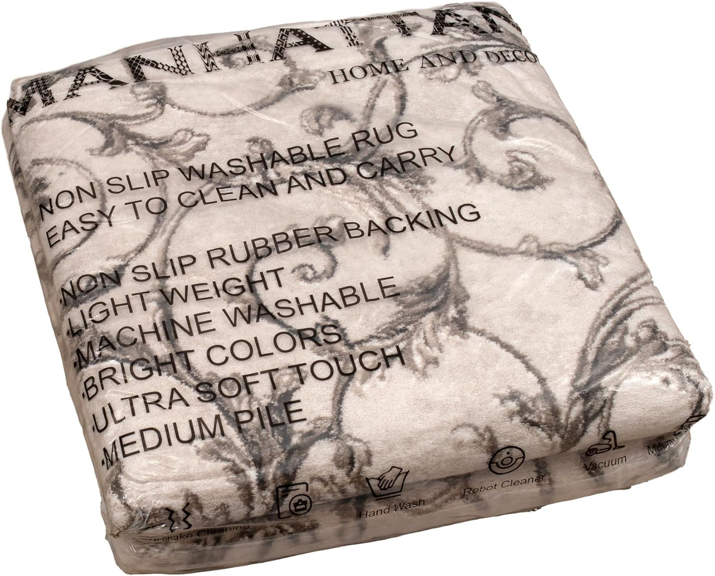 Non-Slip Washable 5x7 Area Rugs for Living Room Bedroom, Ultra Soft Bedside Rug, Indoor Floor Carpet for Kids Girls and Boys, Dorms, Nursery Rooms, Non-Skid Area Rug, Floral Beige Brown, 5' x 7'