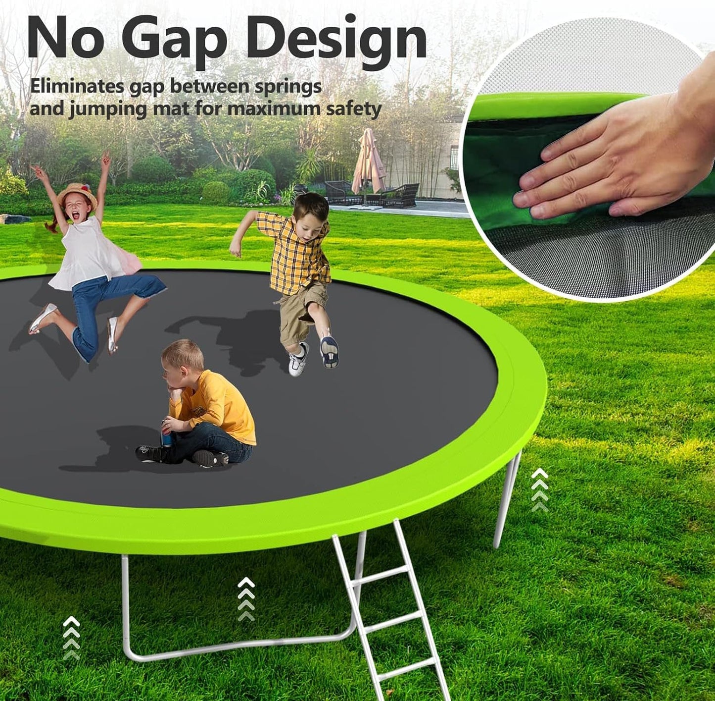 Upgraded 10/12/14/15/16FT Trampoline Outdoor, Large Kids Trampoline with Light, Stakes, Sprinkler, Backyard Trampoline with Basketball Hoop and Net, Capacity for 4-6 Kids and Adults