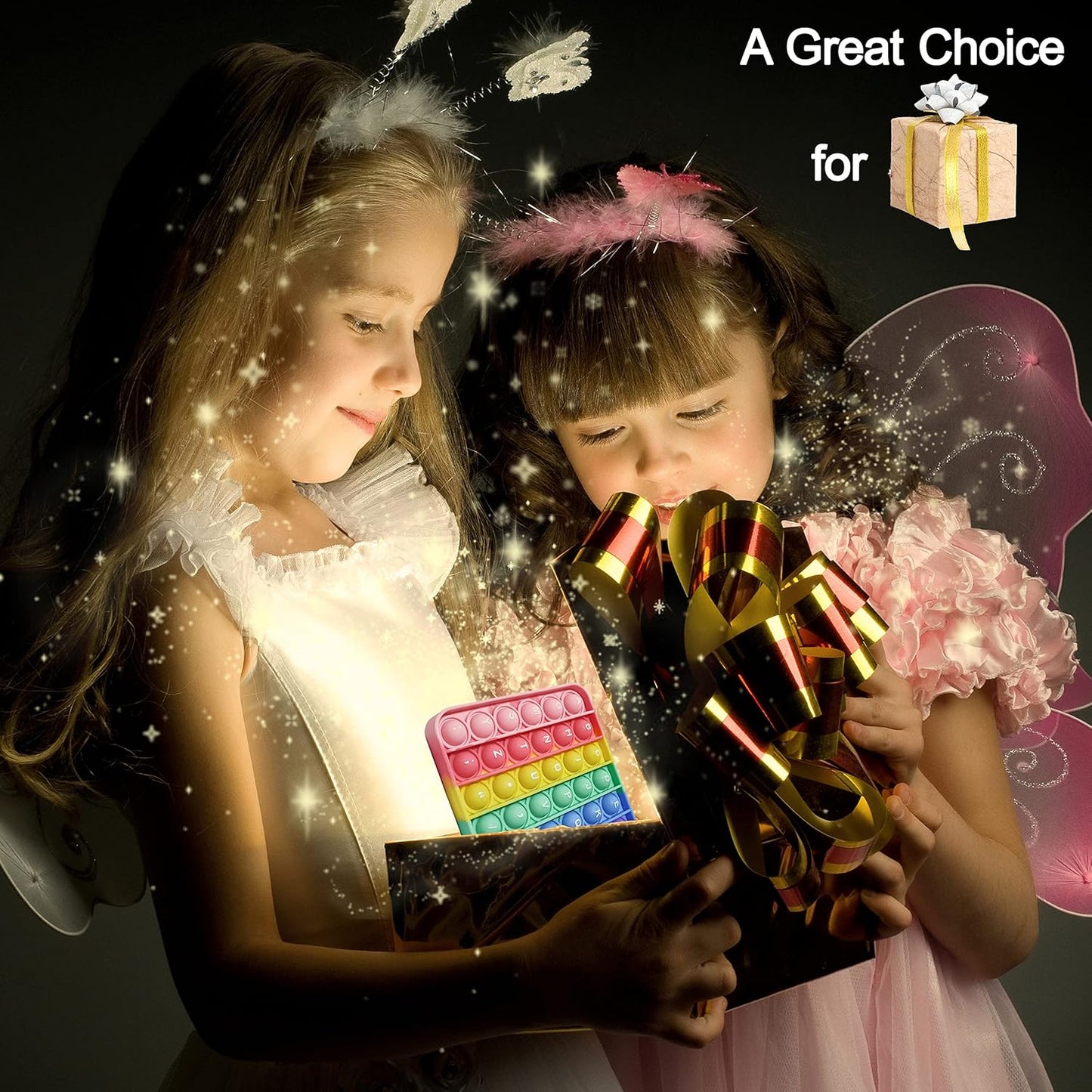 Alphabet Pop Fidget Toy Letters ABC Numbers Learning and Educational Toys Square Sensory Toys Popper Games Gifts for Kids 4 Packs Double Side Macaron(2 Alphabet Numbers and 2 Uppercase Lowercase)