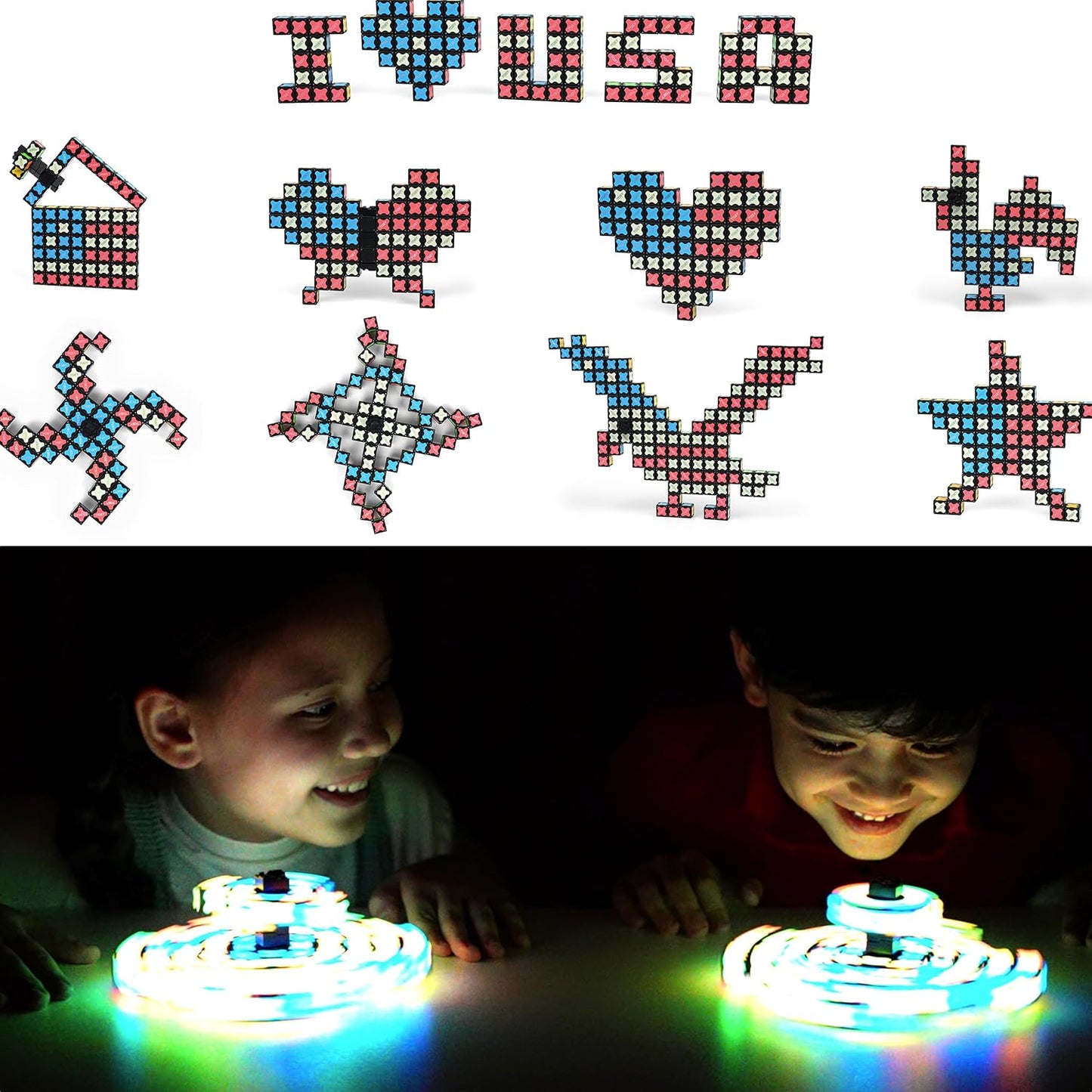 TOSY Magnet Cube 2x2 - 8 Blocks, 2 in 1 Toy: 2x2x2 Puzzle Cube and Customizable Infinity Cube, Glowing, UV Flashlight, Fidget/Sensory/STEM/STEAM Magnet Tiles Birthday Gift for Kids/Teens/Adults