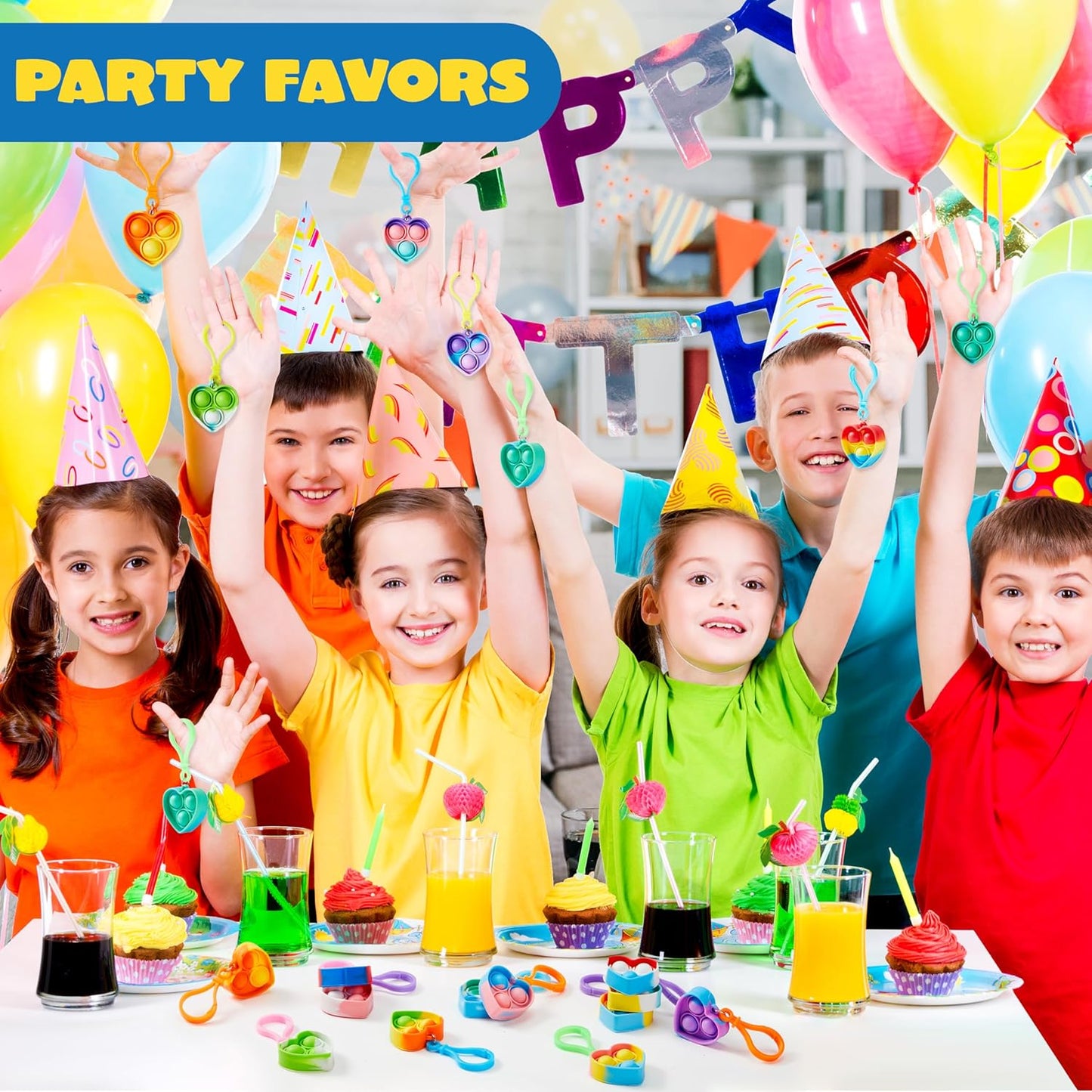 JOYIN Square Pop Fidget Keychain Mini Fidget Toys Bulk 30 Pack Party Favors for Kids 4-8,8-12 Years Kids, Goodie Bag Stuffers Fidgets for Classroom Prizes Sensory Fidget Toy Packs