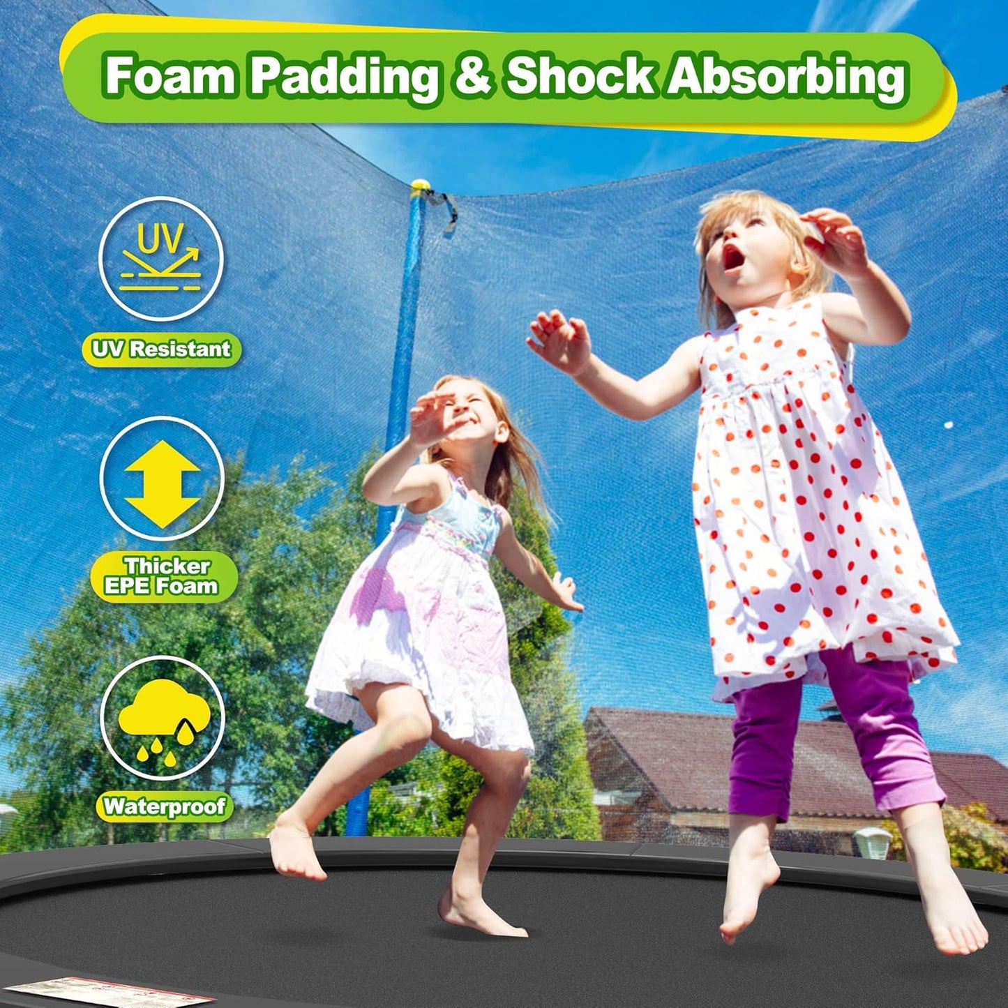 Trampoline Pad, 10ft 12ft 14ft Trampoline Replacement Safety Pad, Waterproof and Tear-Resistant Safety Spring Cover Round Frame Pad