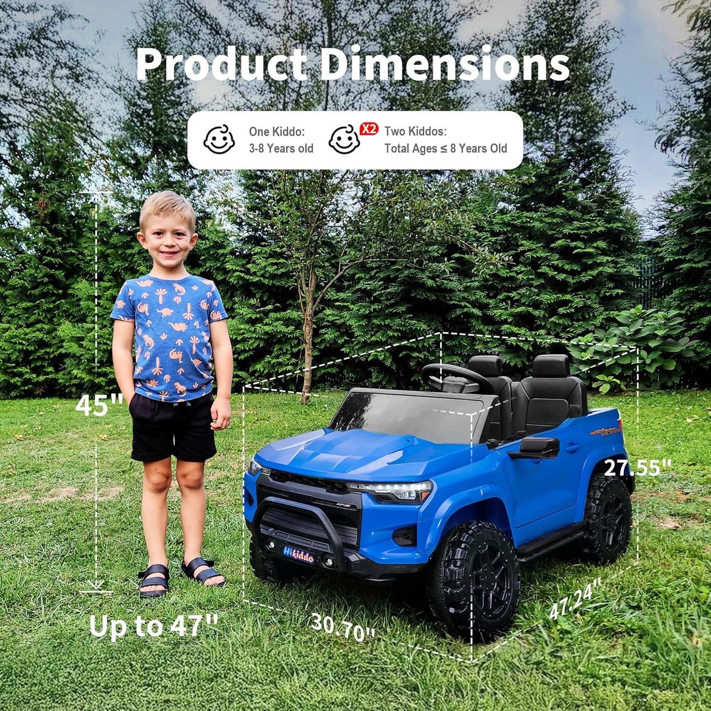 24V 10Ah Ride on Toy for Big Kids, 4x4 2 Seater Electric Kids SUV Car to Drive with Remote Control, 4x200W Motors - Blue