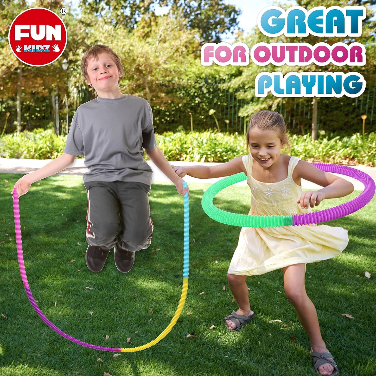 Jumbo & Mini Pop Tubes Toddler Fidget Toys, FunKidz 21Pack Expandable Stretchy Pipe Sensory Tubes, Stocking Stuffers for Kids Learning Gifts Playing Fun for All Ages