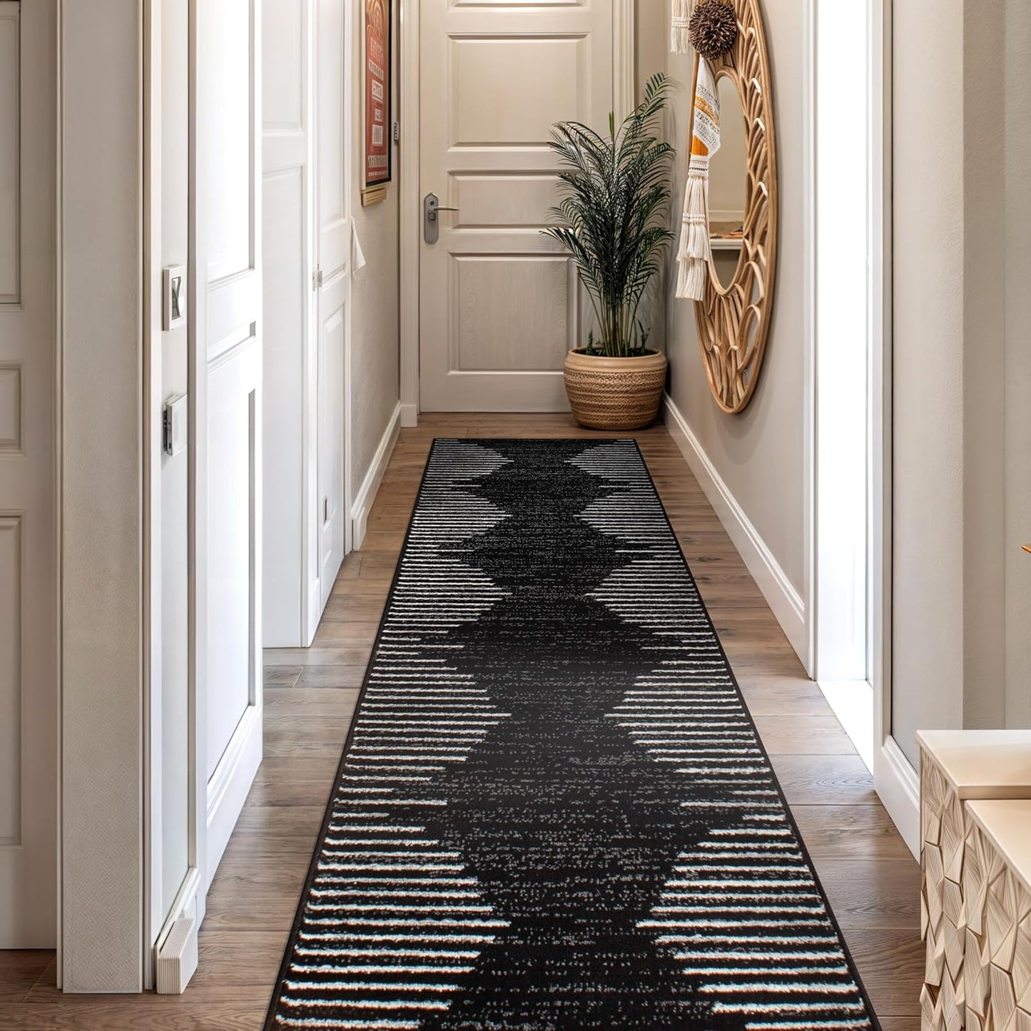 Rugshop Modern Wavy Circles Design Runner Rug 2'7" x 12' Red