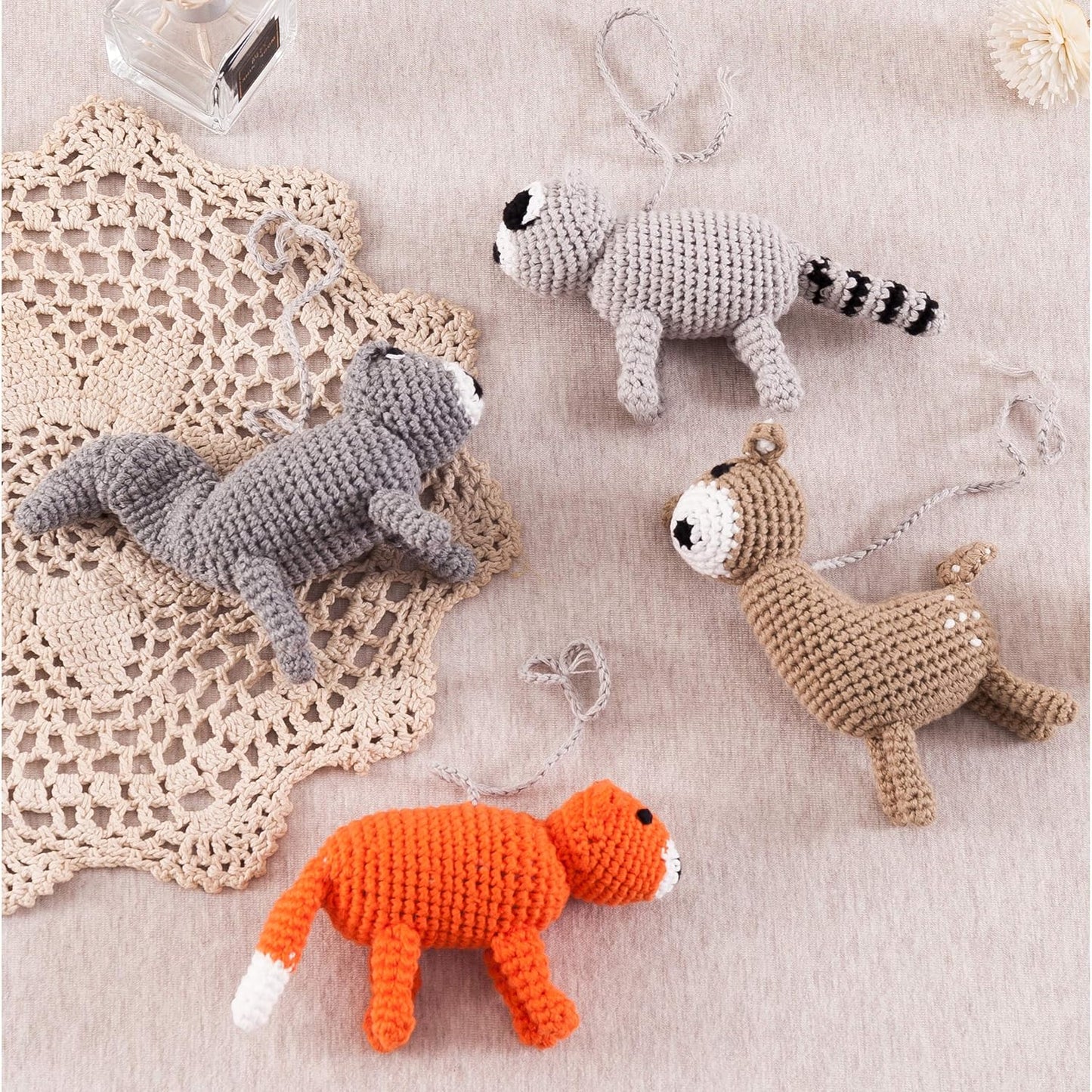 Joliecraft Jungle Animals Musical Baby Mobile for Crib, Handmade Nursery Crib Mobile in Gray, tan, Orange