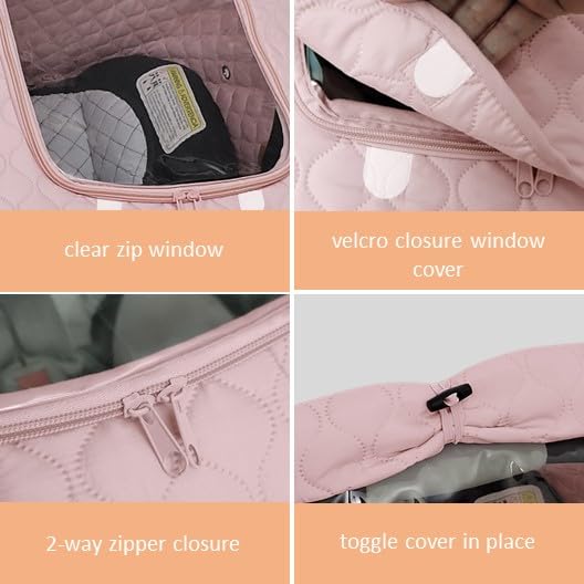 liuliuby Baby Car Seat Weather Shield | Warm Quilted Winter Cover with Clear Window for Infant Carseat | Keeps Babies & Newborn Protected in Cold | Car Seat Cover for Boys & Girls (Pink)