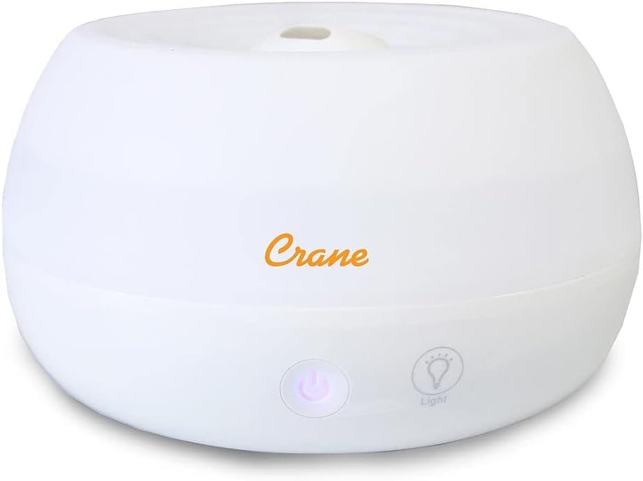 Crane Portable Ultrasonic Travel Humidifier and Diffuser, 0.2 Gallon Cool Mist, Optional Essential Oil Diffuser, No Filter Needed, White