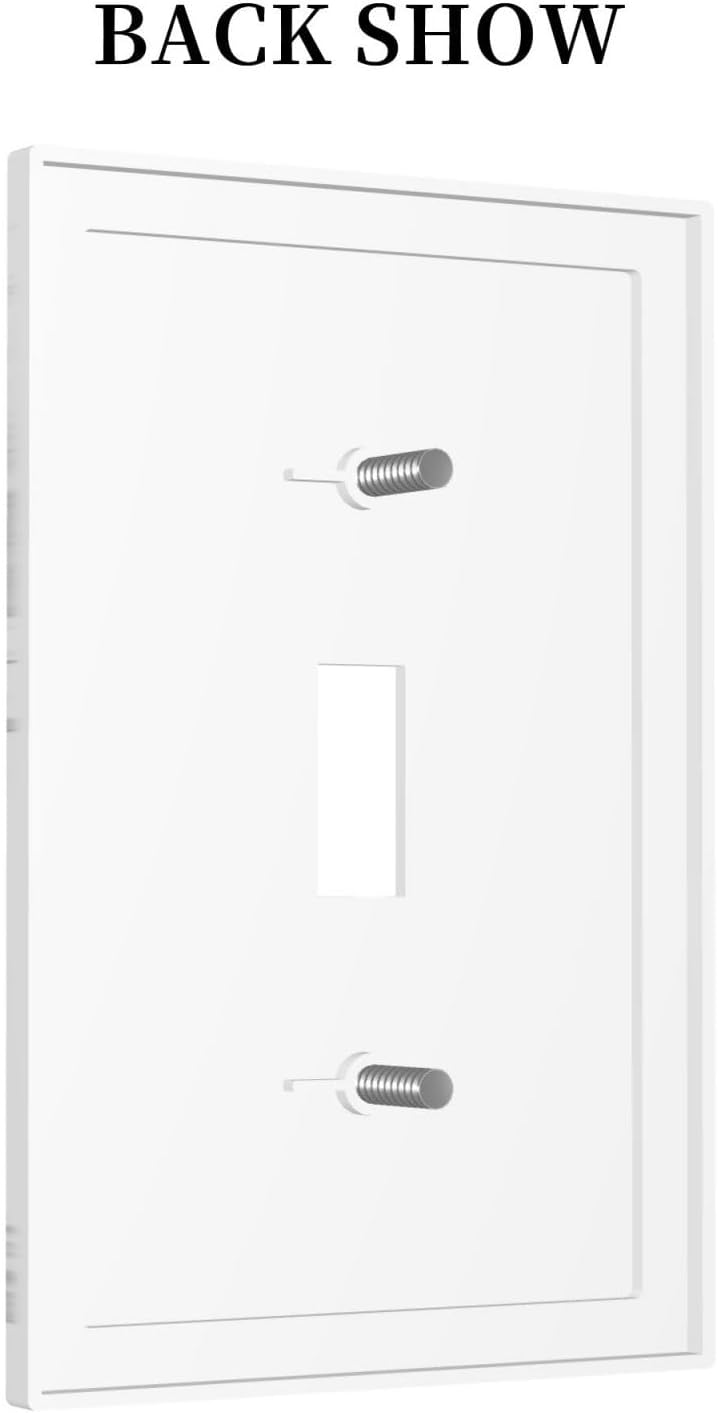 Decorative Light Switch Cover Modern White Gray Marble 1 Gang Single Toggle Device Electrical Faceplate Switchplates Decorator Outlet Wall Plate for living Room Bathroom Decor