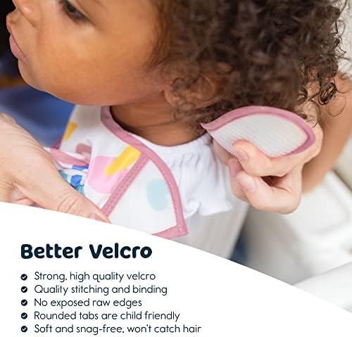 Tiny Twinkle Mess Proof Baby Bibs for Eating - Waterproof, Wipeable Bibs - Toddler Bibs - Travel Friendly - PFAS, PVC, BPA, Phthalate Free - Baby Food Bibs(3 Pack,Girl Hearts)