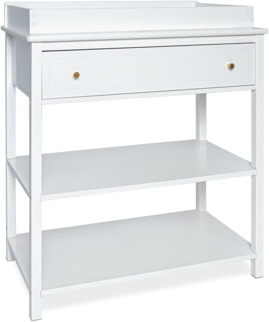 Milliard Nursery Dresser and Baby Changing Table with Storage & Removable Diaper Changing Top, White Modern Diaper Changing Station, Includes Spacious Drawer and Shelves, 18.5 x 35.5 x 40 inches