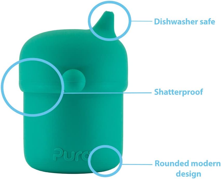 Pura my-my Silicone Sippy Cup 5oz/150ml - Training Cup, Reusable, Platinum Food Grade Medical Grade, Spill Proof Cups for Kids, Toddlers, Babies & Infants (Mint)