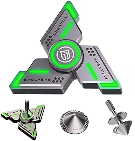 Cyclone Fidget Spinners,Gray Metal with Green Luminous, Durable High Speed Silent Bearing, Finger Hand Spinner,Relieve Stress & Anxiety,Toys/Gifts for Adults & Kids (DIY Accessories Included)