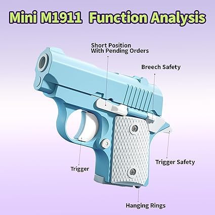 Fidget Toys for Adults, 1911 3D Printed Small Pistol Toys, Stress Relief Pistol Toys Suitable for Relieving ADHD, Anxiety, Suitable Toys for Friends Adults and Kids Best Gift (Blue)