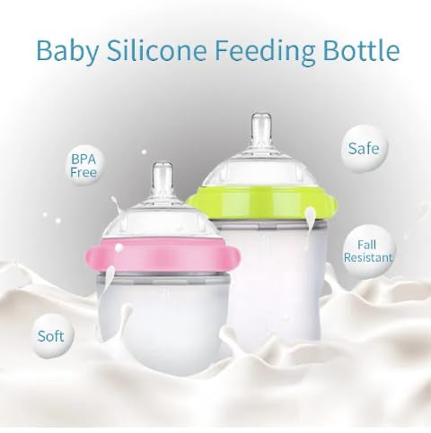 Baby Bottles (2 Pack) 8oz Nurture Nest Anti Colic Bottles with Easy to Hold Handles and Soothing Green Trim