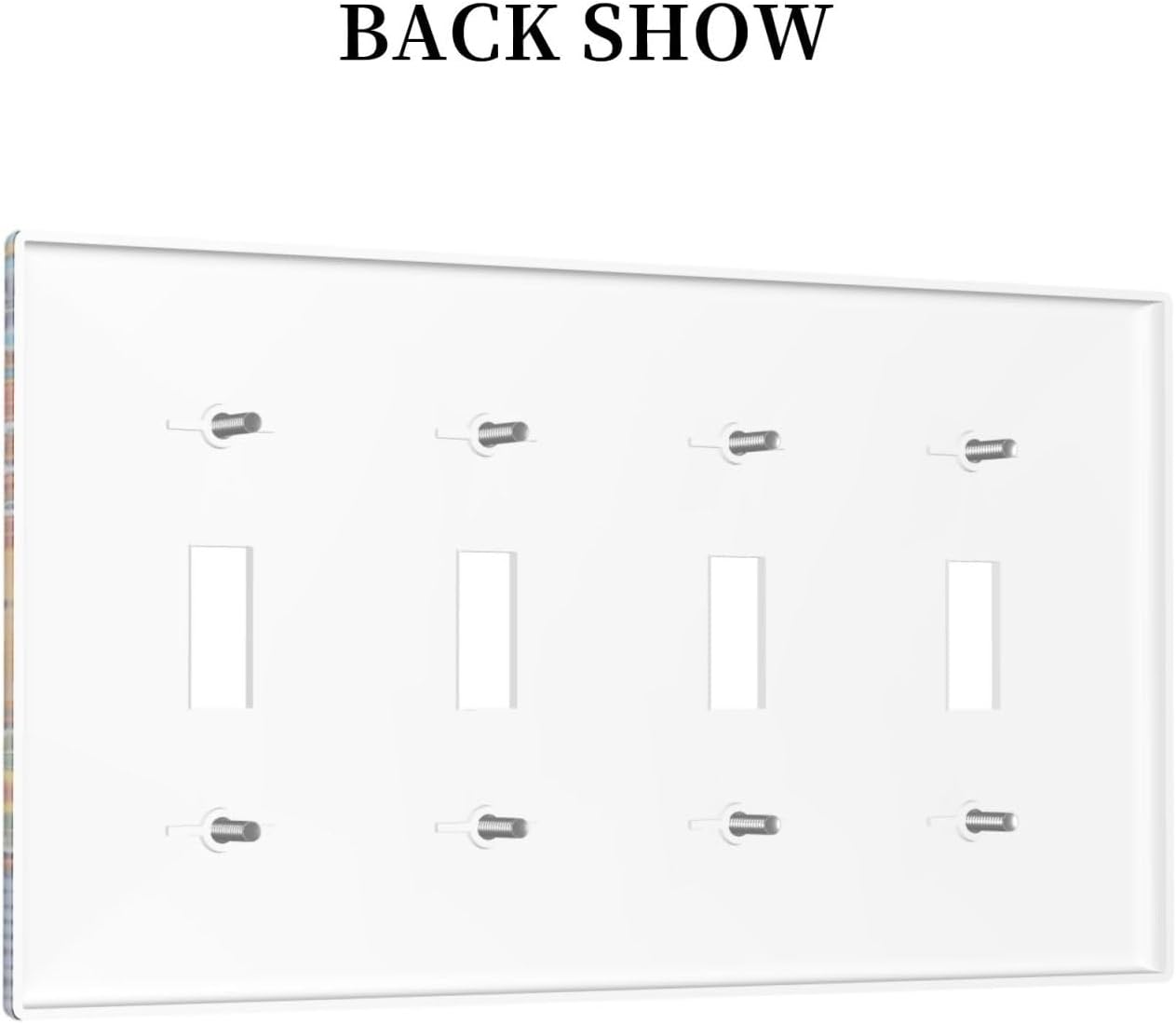 Talavera Mexican Tiles Traditional Color Decoration Print Light Switch Covers Quad Toggle Electrical Faceplate 4 Gang Wall Plate Decorative Switch Plates for Kitchen Bathroom Decor