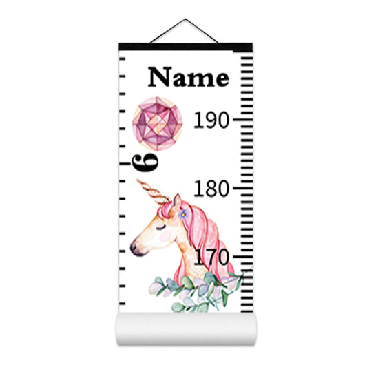 Personalized Growth Chart for Kids, Baby Height Chart with Custom Name, 77"x7.9" Canvas and Black Wood Height Measuring Rulers for Boys Girls Removable Wall Ruler Hanging for Nursery Decor - Unicorn