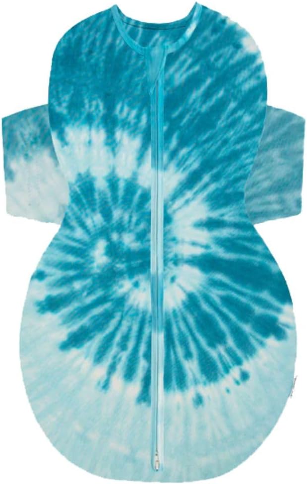 Happiest Baby SNOO Sleep Sack - 100% Organic Cotton Baby Swaddle Blanket - Doctor Designed Promotes Healthy Hip Development (Tie Dye Blue, Small)
