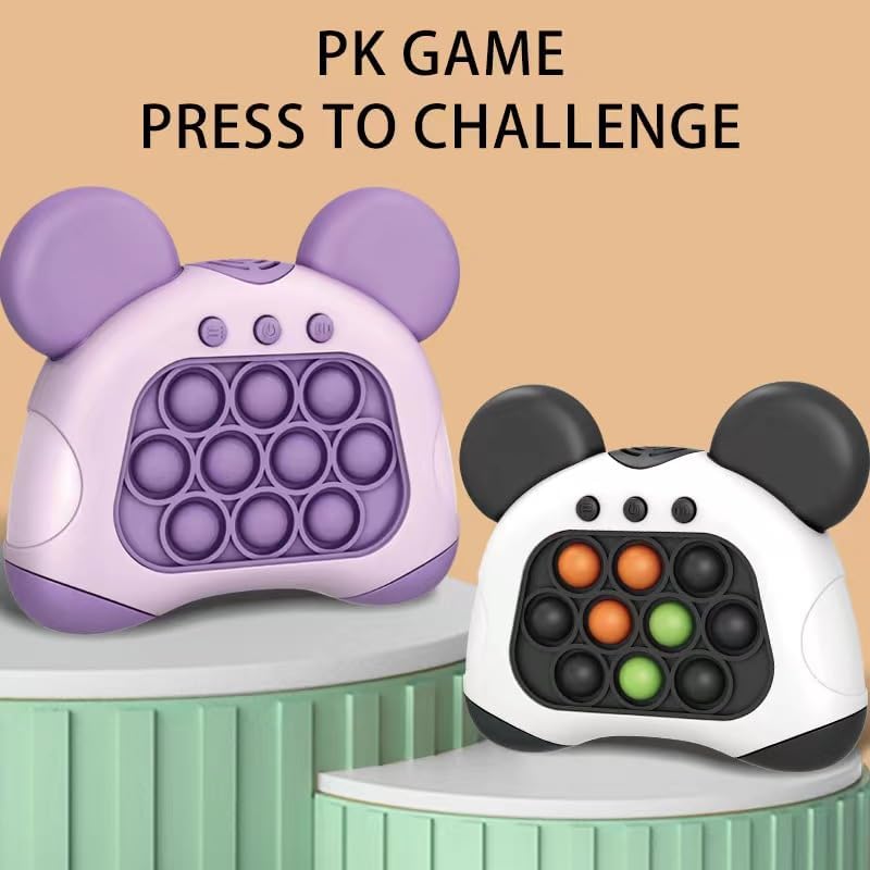 Fast Push Bubble Game for Kids & Adults, Quick Push Pop Toys with Sound & Light, Pop Sensory Fidget Toy for Kids 8-12, Brithday for 5 6 7 8 9 & Up Boys Girls (Panda-White)