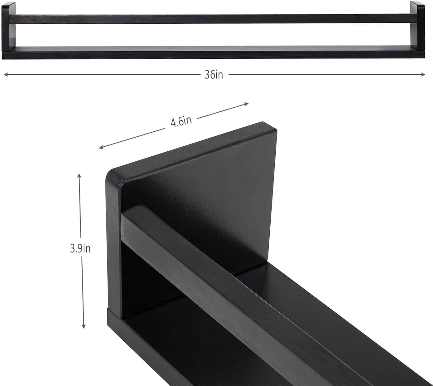 AZSKY Black Nursery Bookshelves for Wall Hanging Kids Bookshelf Baby Book Shelf Organizer Wall Bookshelves Kids Shelves and Storage for Wall Playroom Shelves 36 Inch a Set of 3 Same Sizes