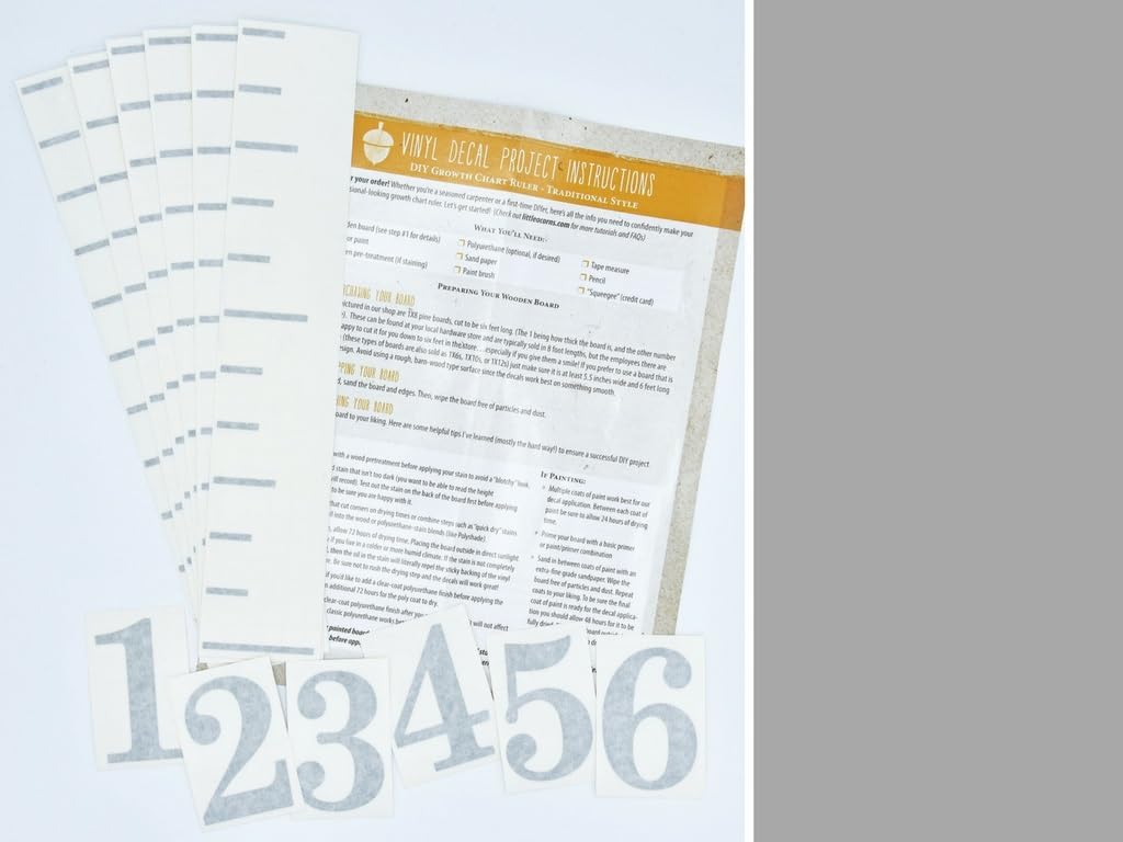 Little Acorns DIY Vinyl Growth Chart Ruler Decal Kit, Large #s - Medium Grey