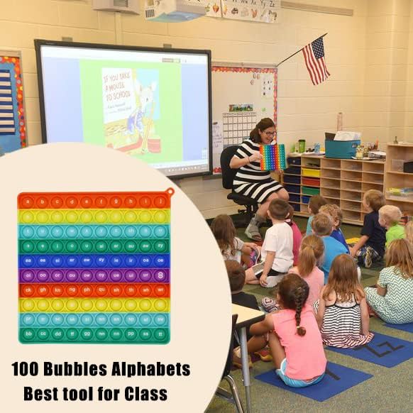 Both Side Word Pop Fidget Game, CVC Word, Alphabet, Letter, ABC, Phonics Pop it Board, Square Popper, Montessori Educational for Kindergarten Classroom Kids 1 2 3 Year Old