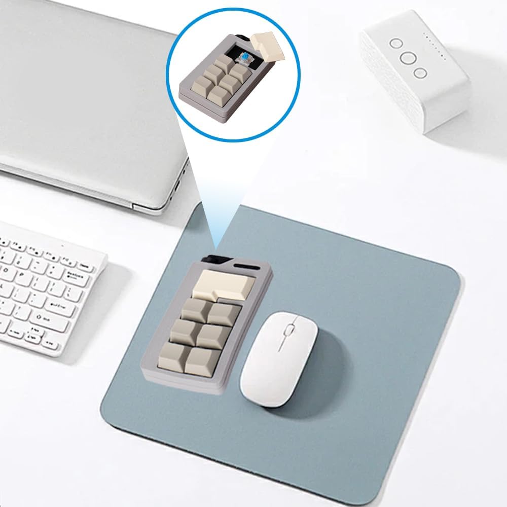 Keyboard Fidget Toys for Adults 3D Printing Keyboard Clicker Fidget Sensory Fun Toys with Keycaps Switch for Anxiety Decompression (Grey)