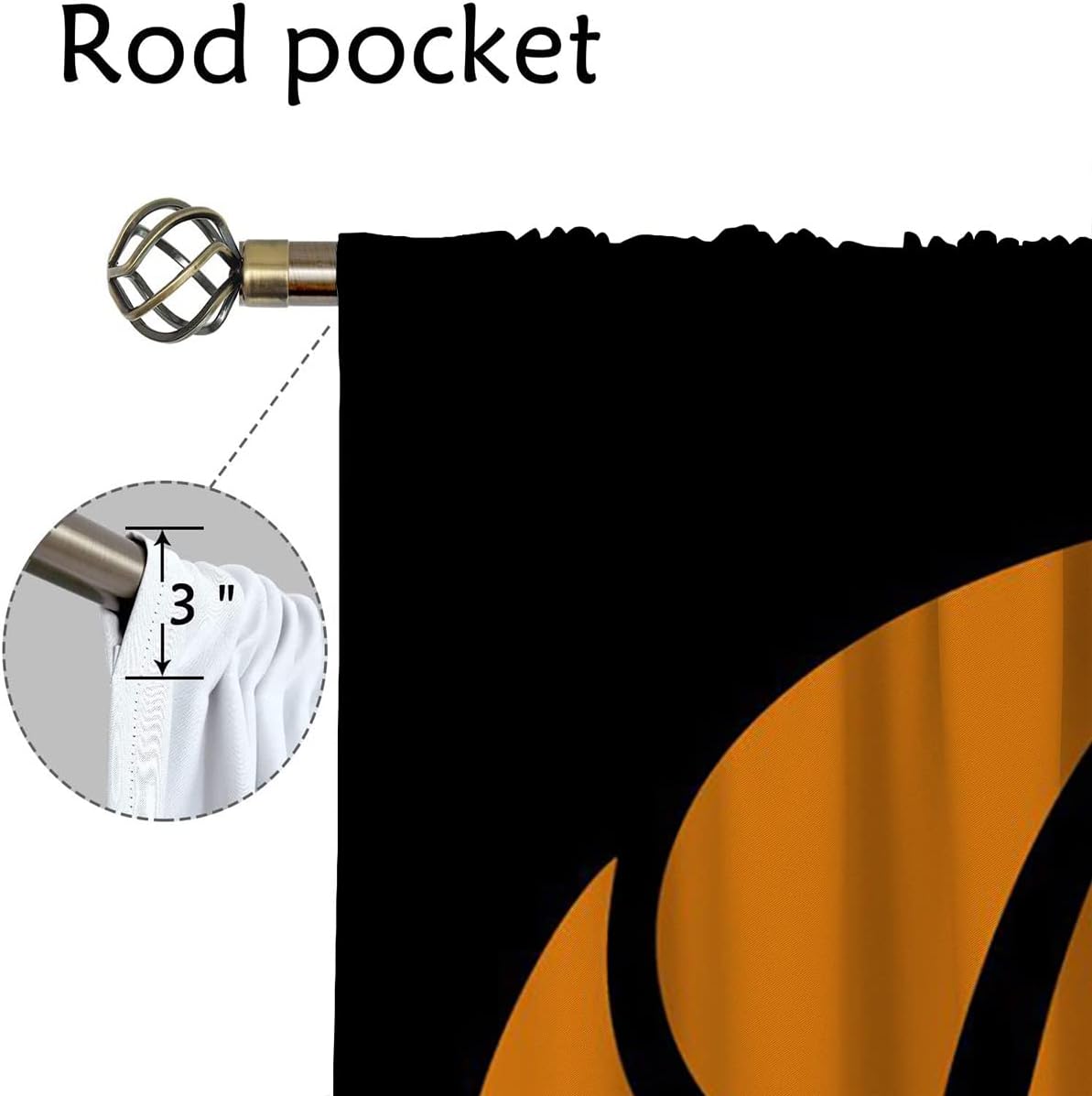 Basketball Blackout Curtains for Boy Girl Room Darkening Decor,Sport Theme and Motto Dark Background Bedroom Living Room Home Rod Pocket Thermal Insulated Window Curtain/Drapes Panel,72x63 Inch…