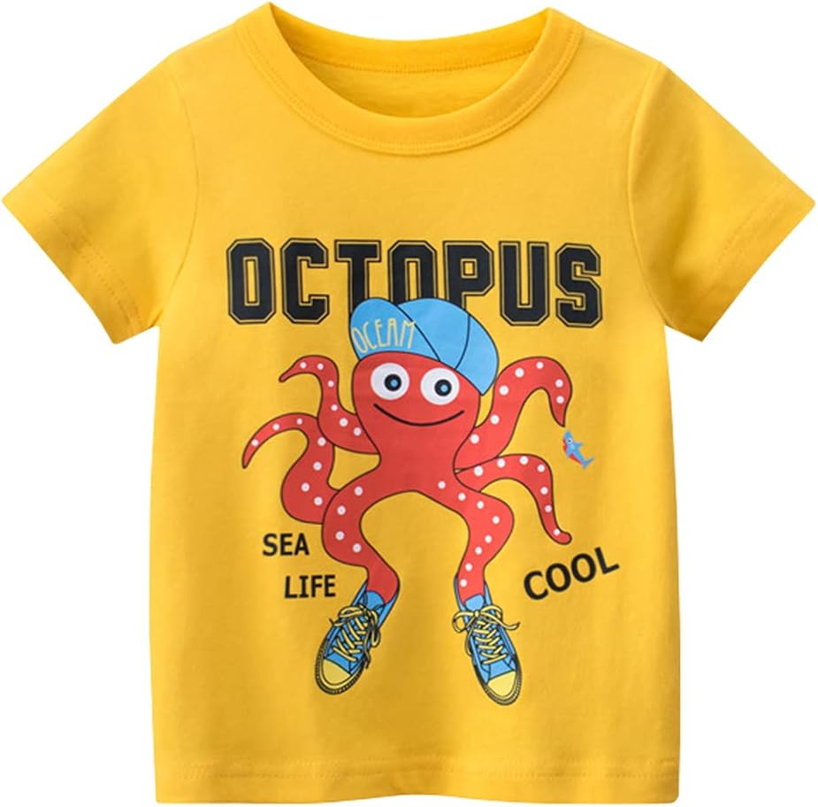 Boys' 4-Pack Excavator Short Sleeve Crewneck T-Shirts Top Tee Size 2-7 Years Toddler Boys' Value Pack Cotton T-Shirt