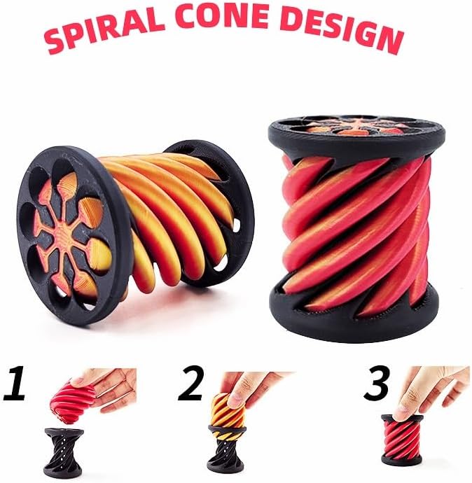 3 PCS Impossible Cone,Spiral Cone Fidget Toy,Pyramid Passthrough Sculpture,3D Printed Spiral Cone,Desk Toy,Mini Cone Funny Desktop Decoration for Home Office Desk (3pcs (Pyramid+Cone+Cylinder))