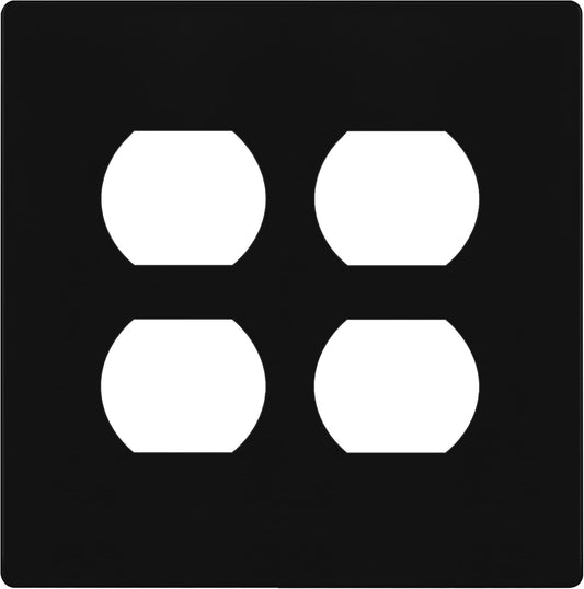 TG Screwless Duplex Wall Plate, Child Safe Double Receptacle Outlet Cover, Standard Size, 2-Gang 4.68" x 4.73", Unbreakable Polycarbonate Thermoplastic, UL Listed, SP-S2-BK, Glossy, Black