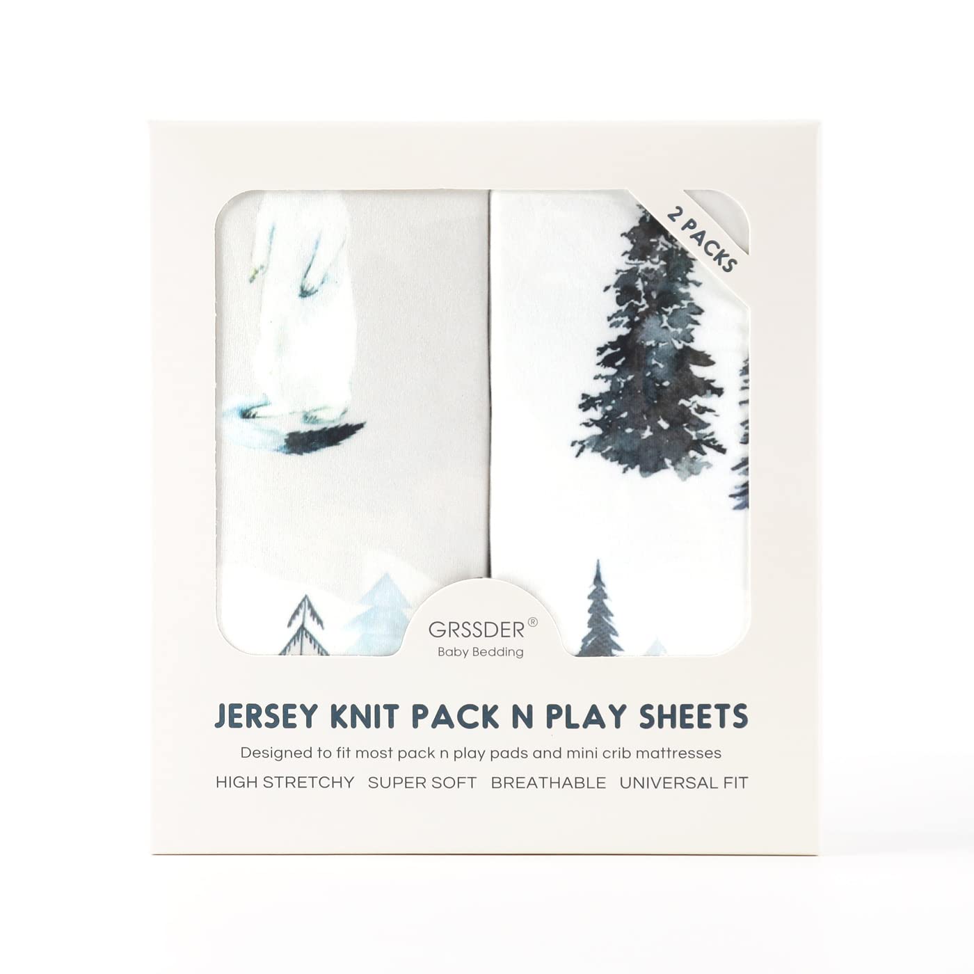 Stretch Ultra Soft Jersey Knit Fitted Pack and Play Sheets Set 2 Pack, Fit Portable/Mini Cribs Sheets, Playpen Mattress Pads Safe and Snug, Cute Stylish Playard Sheets Wild Forest Print for Baby