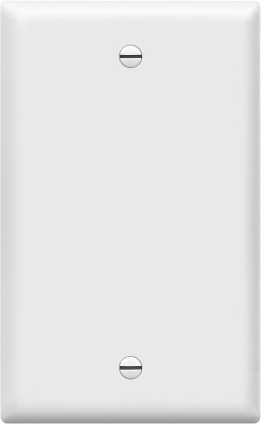 ENERLITES Blank Cover Wall Plate, Gloss Finish, Standard Size 1-Gang 4.50" x 2.76", Polycarbonate Thermoplastic, 8801-W, White