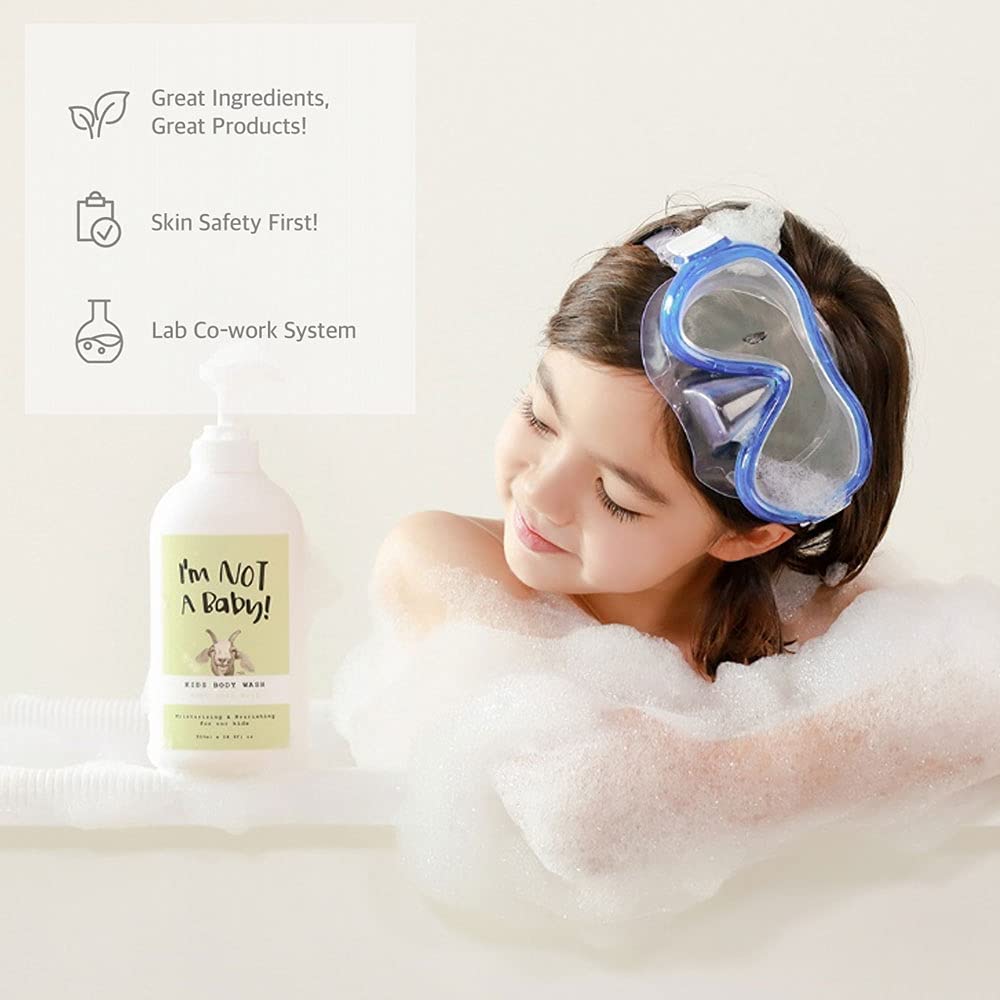 I'm NOT A Baby! Kids Body Wash– Dermatologist Tested, Allergen free, Cruelty-free, PETA, Gentle for Kids, Goat Milk, 10 Fl Oz