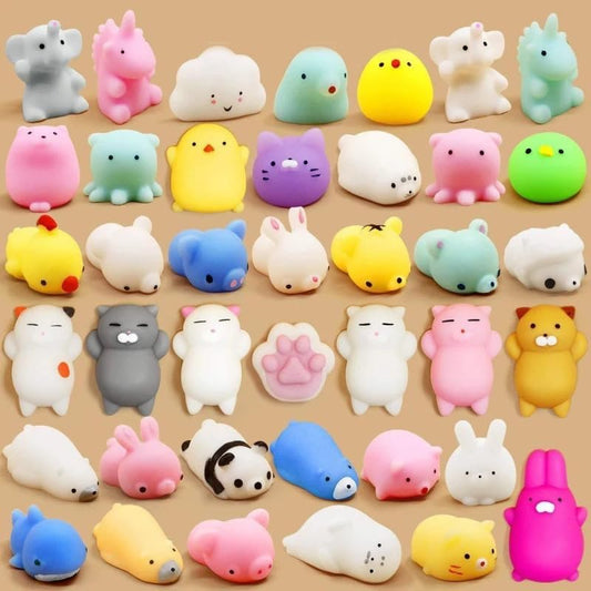 50pcs Mochi Squishy Toys Kids Party Parent-Bonding Calming Mini Fidget Animal Stress Relief Fun Entertaining Toys for Kids