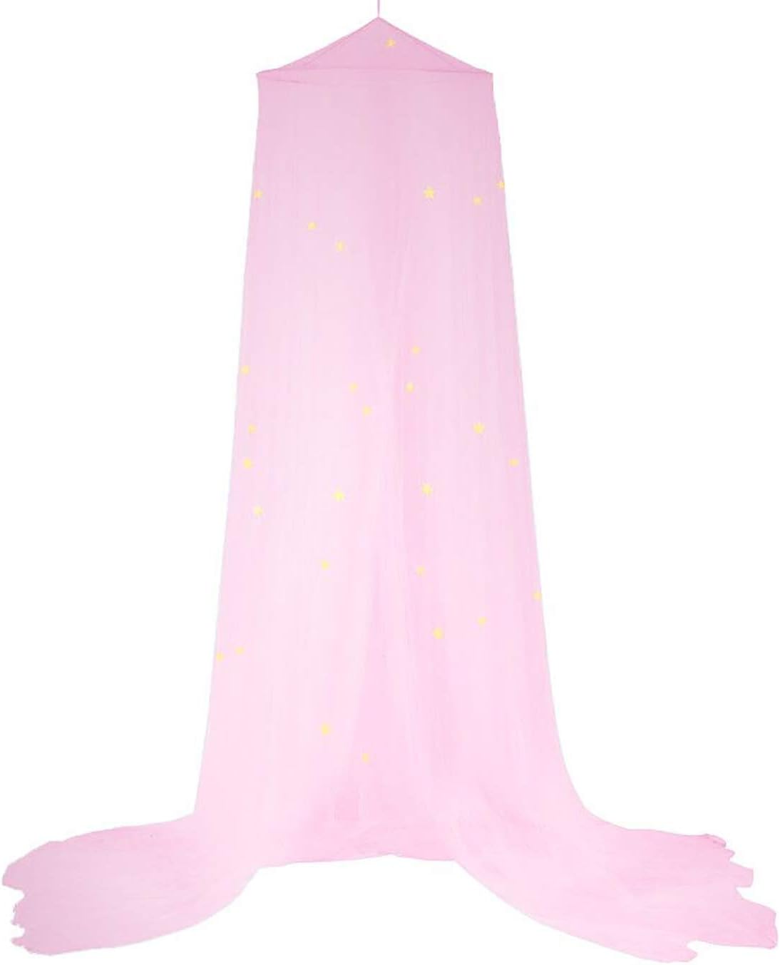 BCBYou Bed Canopy Mosquito Net with Fluorescent Stars Glow in Dark for Baby, Kids, and Adults, for Cover The Baby Crib, Kid Bed, Girls Bed Or Full Size Bed (Pink)