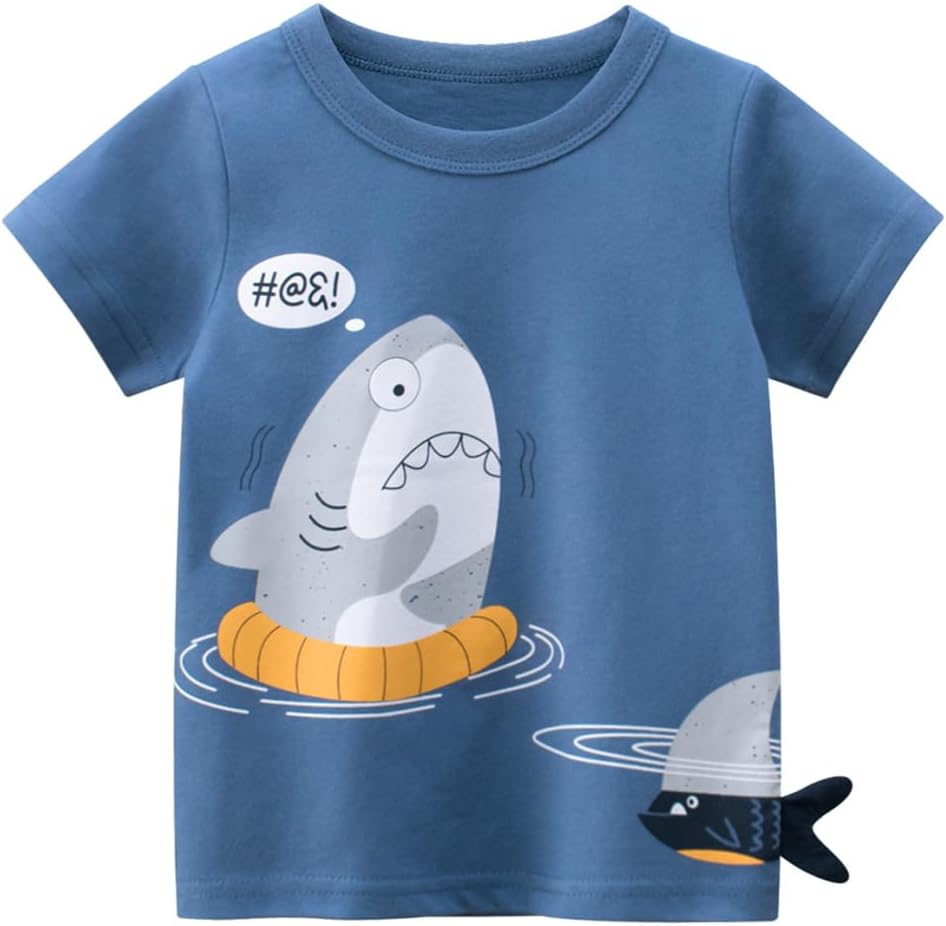 Boys' 4-Pack Excavator Short Sleeve Crewneck T-Shirts Top Tee Size 2-7 Years Toddler Boys' Value Pack Cotton T-Shirt