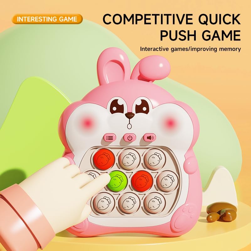 Light-Up Bunny Push Bubble Game - Funny Handheld Toy for Early Education and Quick Hitting - 999 Levels