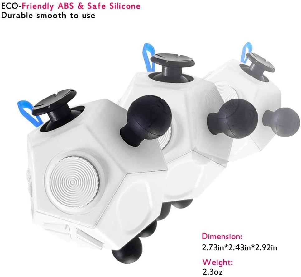 12 Sided Fidget Toys,Fidget Dodecagon Toys Anti-Anxiety,Relieves Stress and Autism for Kids ,Teens and Adults(White/A2)