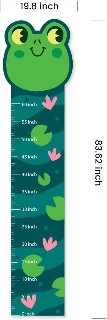 Kids Height Chart, Frog Theme Wall Sticker, Animal Wall Decal, Nursery Wall Art Sticker, Kids Room Growth Chart Wall Mural for Children