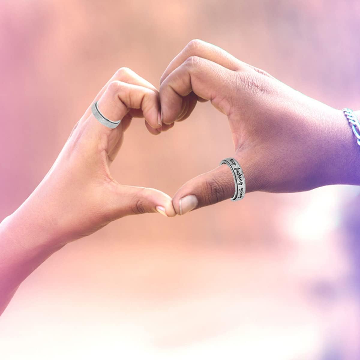 Anxiety Ring for Women Men, Titanium Stainless Steel Spinner Ring, 5 Colors, 6MM, Size 6-10, 3 Styles Anxiety Ring-Moon Star, Sandblasted Finished, Hollow Outer