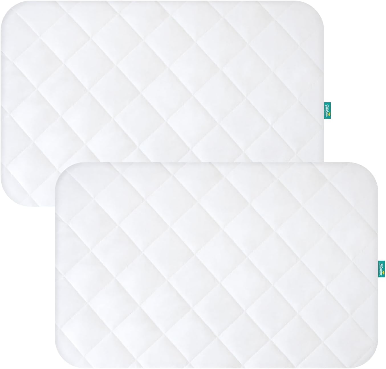Pack and Play Sheets Fitted 2 Pack Waterproof Pack and Play Mattress Protector Pad Cover Quilted Compatible with Graco Pack n Play & Dream On Me & Pamo Babe, Playpen/Playard 39" x 27" White
