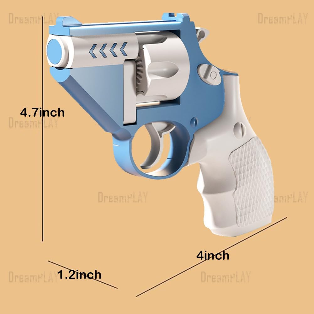 Fidget Toy Revolver Gun, 3D Plastic Mini Revolver Fidget Gun Toy Adults Slider, Gravity Gun Toy Nice Gifts for Kids Adults Suitable for Relieving ADHD, Anxiety (Blue)